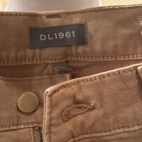 DL1961 Women's Size 29 Patti Straight High Rise Vintage Ankle Jean Tan Raw Hem - Picture 2 of 7